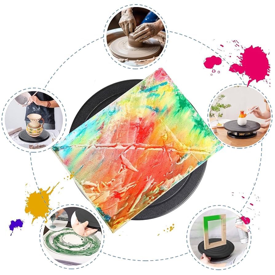 手描き花柄の丸い回転テーブル 手描き花柄の丸い回転テーブル